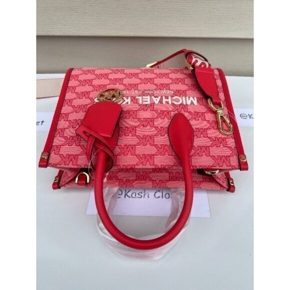 Michael Kors tote mirella small shopper top zip handbag crossbody bag Grapefruit - Picture 5 of 12
